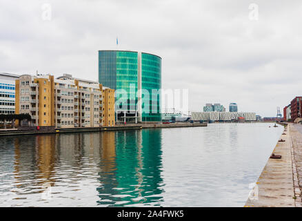 Wohnungen an Pakhuskaj. Alm. Marke. Langelinie Hafen von Kopenhagen. Kopenhagen. Dänemark. Europa Stockfoto