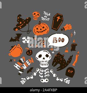 Sammlung von Halloween - Symbol und Zeichen. Stock Vektor