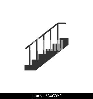 Treppe, Treppenhaus, bis Symbol. Vector Illustration, flache Bauform. Stock Vektor