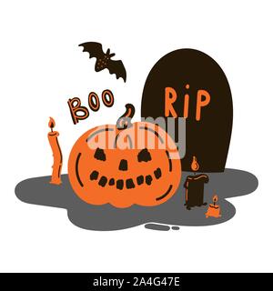 Halloween Grußkarten. Flach. Vector Illustration Stock Vektor
