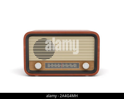 3D-Rendering eines braunen runden retro style Radio Receiver mit analogem Tuner. Mittel der Kommunikation. Publikum erreichen. Radio zeigt. Stockfoto