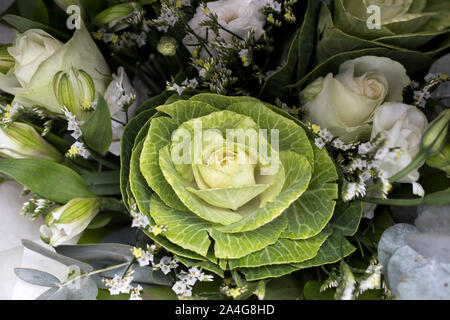 Blumensträuße von dekorativen Kohl in Wedding Bouquets, in Zellophan verpackt zum Verkauf Stockfoto