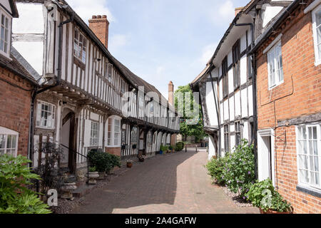 Fachwerkhäuser in Malz Mill Lane, Alcester, Warwickshire Stockfoto