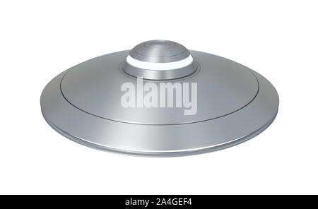 3D-Darstellung eines Objekts an ein UFO isoliert auf einem weißen Hintergrund. Stockfoto