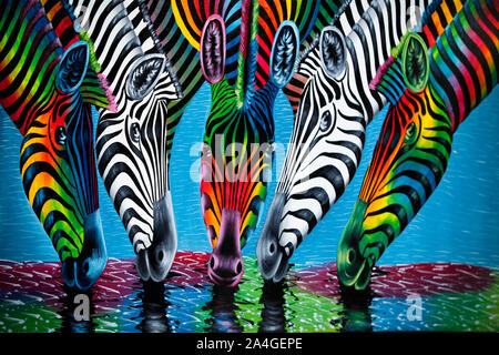 Stone Town, Sansibar, Tansania - Januar 10, 2016: Bild mit einem Bild der afrikanischen Tiere für Touristen in Stone Town, Sansibar, Tansania, Osten Afri Stockfoto