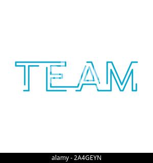 Phrase team Zeichnung Briefe. Blau grafisches Element für Typografie Stil, minimalistisch schreiben Design. Editierbare Schlaganfall. Vektor illustration Stock Vektor