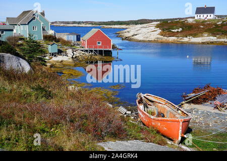 HALIFAX, Kanada - 6 Oct 2019 - Ansicht von Peggy's Cove, einem kleinen Fischerdorf außerhalb von Halifax, die Hauptstadt der kanadischen Provinz Nova Scotia, in St Stockfoto
