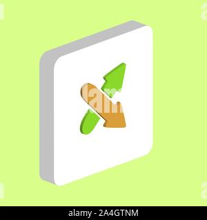 Kreuzung Pfeil einfachen Vektor icon. Abbildung: Symbol Design Template für web mobile UI-Element. Perfekte Farbe isometrische Piktogramm auf 3d-weißes Quadrat Stock Vektor