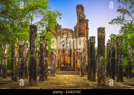 Buddha Statue an Lankatilaka, Polonnaruwa, Sri Lanka Stockfoto