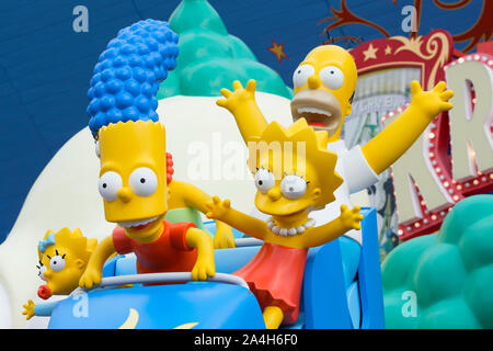 Die Simpsons Ride, Virtuelle Realität Achterbahnfahrten in den Universal Studios, Orlando, Florida, USA Stockfoto