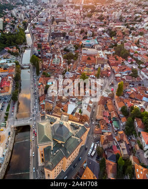 Luftaufnahme der Stadt Sarajevo Stockfoto