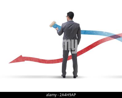 Der Geschäftsmann Zeichnen von Diagrammen in Prognosen Konzept Stockfoto