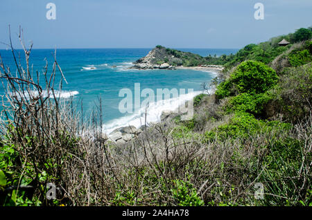 Landschaft in den Tayrona Nationalpark, einem geschützten Bereich in Magdalena Abteilung auf der karibischen Seite von Kolumbien entfernt Stockfoto