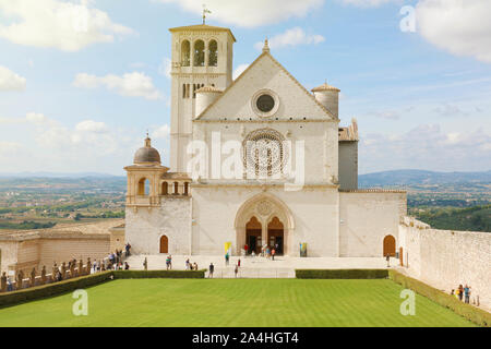 Berühmten Basilika des Hl. Franziskus von Assisi, Umbrien, Italien. Stockfoto