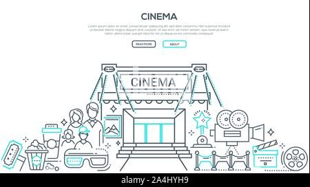 Besuchen kino Linearvektor landing page Template Stock Vektor