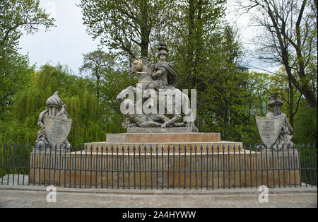 Die Jan Sobieski Statue in Lazienki-park. Denkmal der Sobieski in Warschau. Polen. Stockfoto