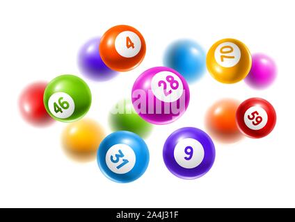 Bingo oder Lotterie farbige Zahl Kugeln. Stock Vektor
