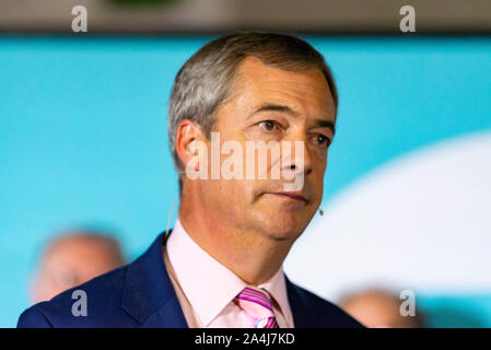 Die Brexit Partei AG zu einer politischen Kundgebung in Cornwall in Erwartung eines allgemeinen Wahlen in Großbritannien. Stockfoto