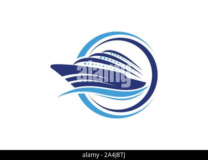 Schiff logo, nautische Segelboot Symbol vektor design, Boot Schiff Meer logo, Kreuzfahrtschiff Logo Stock Vektor