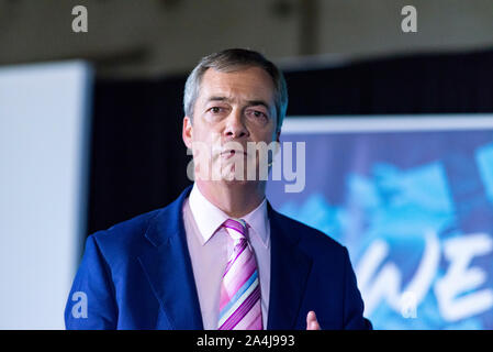 Die Brexit Partei AG zu einer politischen Kundgebung in Cornwall in Erwartung eines allgemeinen Wahlen in Großbritannien. Stockfoto