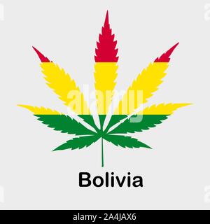 Flagge in Form von Cannabis leaf. Das Konzept der Legalisierung von Marihuana, Cannabis in Bolivien Stock Vektor