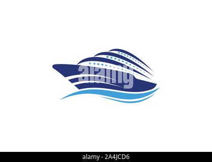 Schiff logo, nautische Segelboot Symbol vektor design, Boot Schiff Meer logo, Kreuzfahrtschiff Logo Stock Vektor