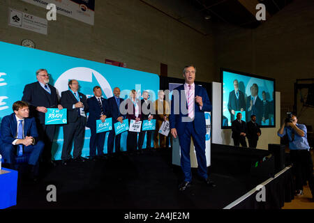 Die Brexit Partei AG zu einer politischen Kundgebung in Cornwall in Erwartung eines allgemeinen Wahlen in Großbritannien. Stockfoto