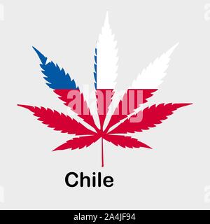 Flagge in Form von Cannabis leaf. Das Konzept der Legalisierung von Marihuana und Hanf in Chile Stock Vektor