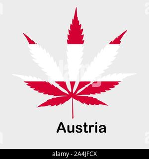 Flagge in Form von Cannabis leaf. Das Konzept der Legalisierung von Marihuana, Cannabis in Österreich Stock Vektor