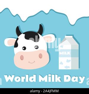 Plakat Design für Welt Milch Tag illustration Vektor Illustration cartoon Flat Style. Stock Vektor