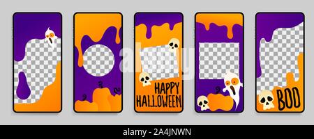 Happy Halloween Geschichten Vorlage für Telefon Foto Stock Vektor