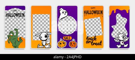 Happy Halloween Geschichten Vorlage für Telefon Foto Stock Vektor