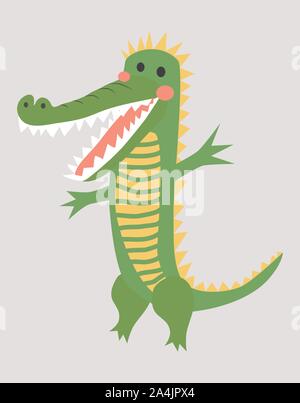 Niedliche Krokodil. Cartoon creative Krokodil Abbildung im skandinavischen Stil. Drucken für t-shirts, Wohnkultur, Plakate, Karten. Stock Vektor