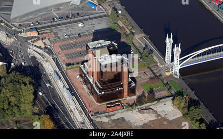 Luftaufnahme des Quay West an MediaCityUK office Entwicklung, Salford Quays, Manchester, UK Stockfoto