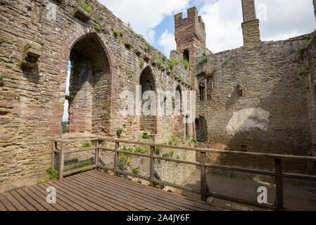 Ludlow Castle, Shropshire, England. Eine schöne mittelalterliche Burg, die eine Touristenattraktion in der Stadt Ludlow ist. Stockfoto