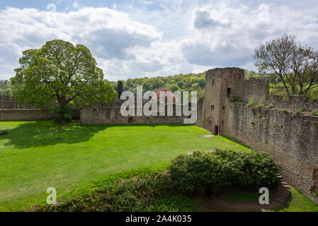 Ludlow Castle, Shropshire, England. Eine schöne mittelalterliche Burg, die eine Touristenattraktion in der Stadt Ludlow ist. Stockfoto