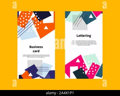 Vorlage für Brief, Visitenkarte, Flyer. Abstrakte geometrische Hintergrund in Memphis Stil. Vector Illustration Stock Vektor