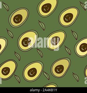 Avocado nahtlose Muster für Druck und Textil. Avocado vektor Geschenkpapier Stock Vektor