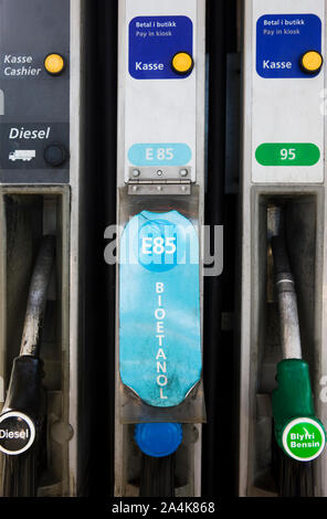 Bleifrei bleifreies Benzin - Diesel - Bioethanol Stockfoto