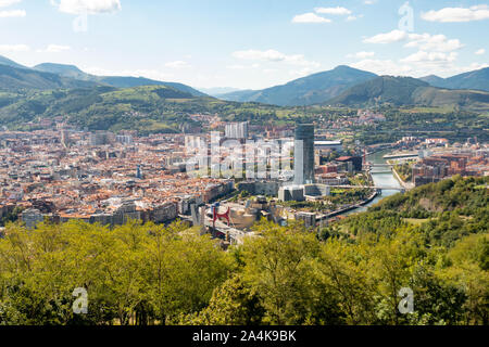 Blick auf Bilbao vom Mount Artxanda Sicht - von den Artxanda Seilbahn, Bilbao, Baskenland, Spanien, Europa abgerufen Stockfoto