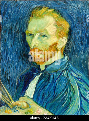 Selbstporträt von Vincent Van Gogh (1853-1890) Holländische post-impressionistischen Maler in der Saint-Paul-de-Mausole Asyl in der Nähe von Saint-Rémy 1889 gemalt als Künstler dargestellt. Das Gemälde ist jetzt in der Sammlung der Nationalgalerie, Washington, D.C., USA. Stockfoto