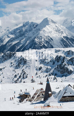 Skifahren in Mairhofen, Österreich Stockfoto