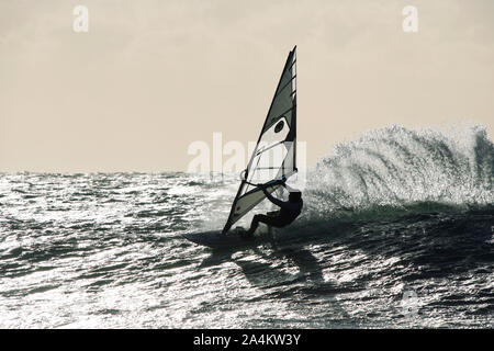 Windsurfen - Kitesurfen bei Lista Stockfoto