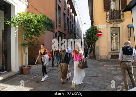 Mailand, Italien - 21 September, 2019: Bereich Montenapoleone in Mailand. Fashion Week shopping Stockfoto