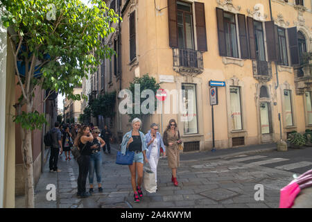 Mailand, Italien - 21 September, 2019: Bereich Montenapoleone in Mailand. Fashion Week shopping Stockfoto
