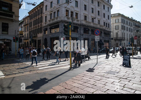 Mailand, Italien - 21 September 2019: Montenapoleone Straße in Mailand. Fashion Week shopping Stockfoto