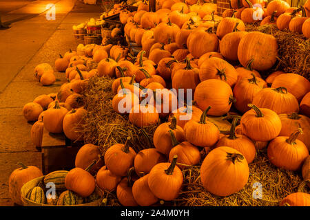 Kürbisse auf dem Bürgersteig Stockfoto