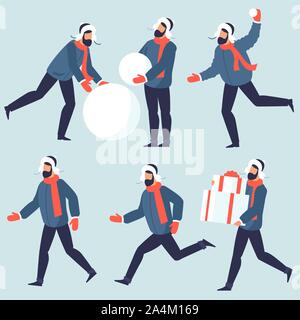 Satz winter Menschen Zeichen snd Aktivitäten Stock Vektor