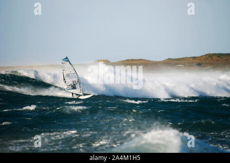 Windsurfen - Kitesurfen bei Lista Stockfoto