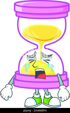 Weinend Symbol Sanduhr in der zeichentrickfigur Stock Vektor